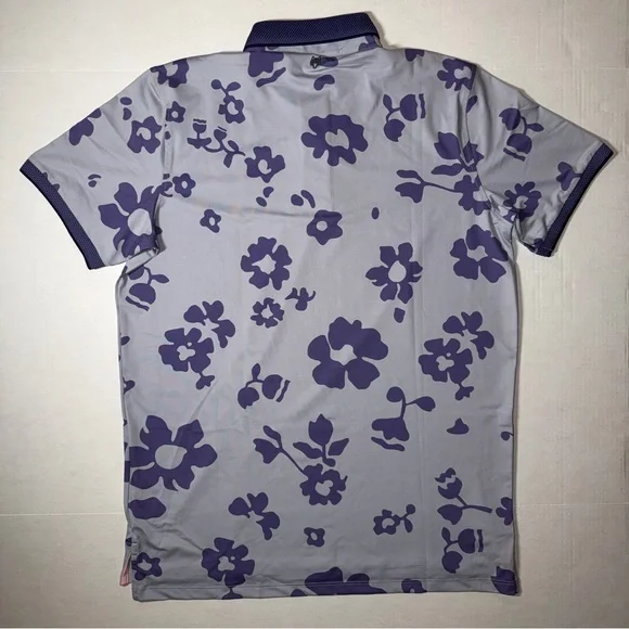 Greyson Purple and Gray Floral Polo Shirt - Picture 3 of 4
